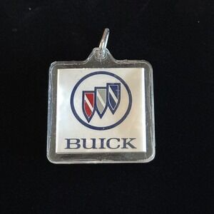 Vintage Buick Logo Keychain Tri-Shield Emblem Clear Acrylic Square Key Ring